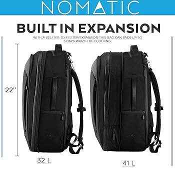 NOMATIC ナビゲーター トラベルバックパック 32L 9L拡張 Navigator Travel Backpack 32L – Expandable Carry-On for Tech